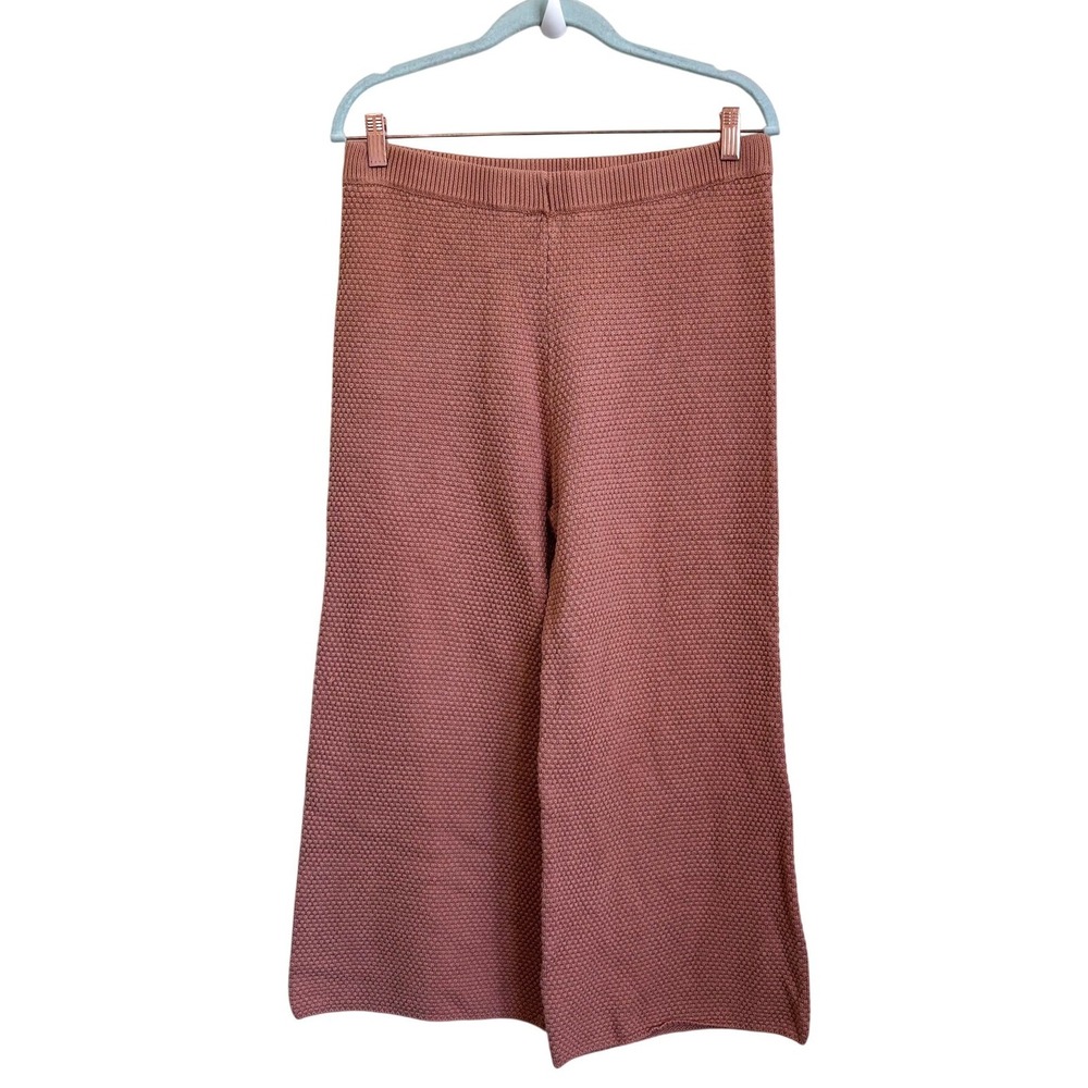 Free People Beach Women Popcorn Knit Wide Leg Pants Medium Clay Crop Boho Lounge